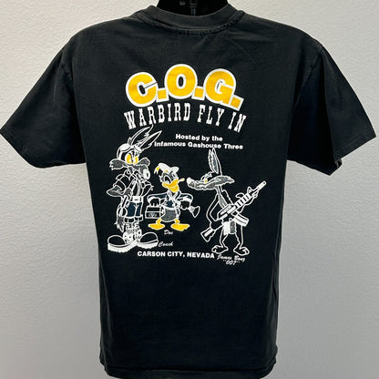 Vintage 90s COG T-28 Warbird Fly In T Shirt Carson City USAF Black Tee L Large