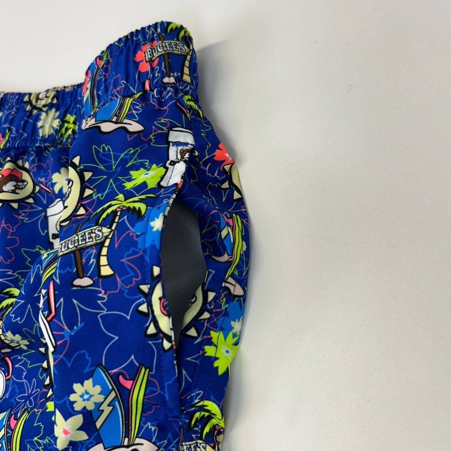 Buc-ees Swim Trunks Shorts Surfer Surfing Mesh Lined Pockets Blue M Medium