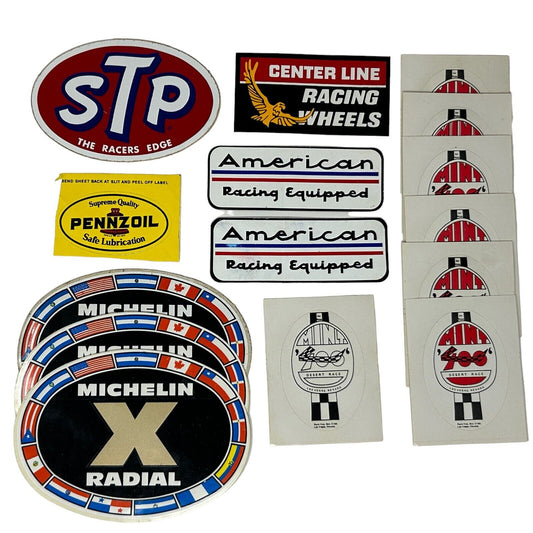 Lot of Auto Racing Vintage 60s 70s Stickers Motorsports Mint 400 STP Michelin