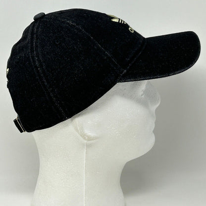 Adidas Trefoil Denim Baseball Hat Cap Logo Strapback Six Panel Black