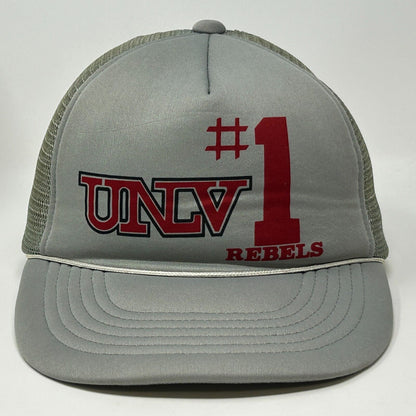 UNLV Rebels Trucker Hat Vintage 80s Gray University Las Vegas Baseball Cap