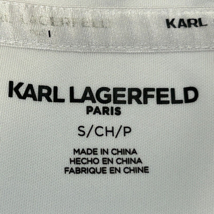 Chaqueta de cuello alto con bloques de color para mujer de Karl Lagerfeld, pequeña, Love From Paris, blanca