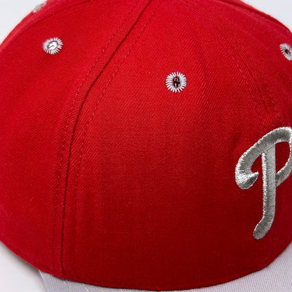 Vintage 90s Philadelphia Phillies Hat Baseball Cap New Era USA Made Snapback Red