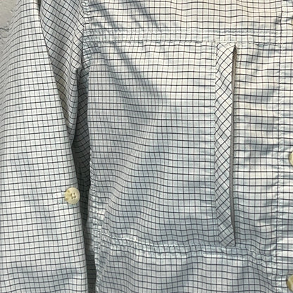 ExOfficio Button Front Shirt Hiking Hiker Fishing Blue Check Womens S Small