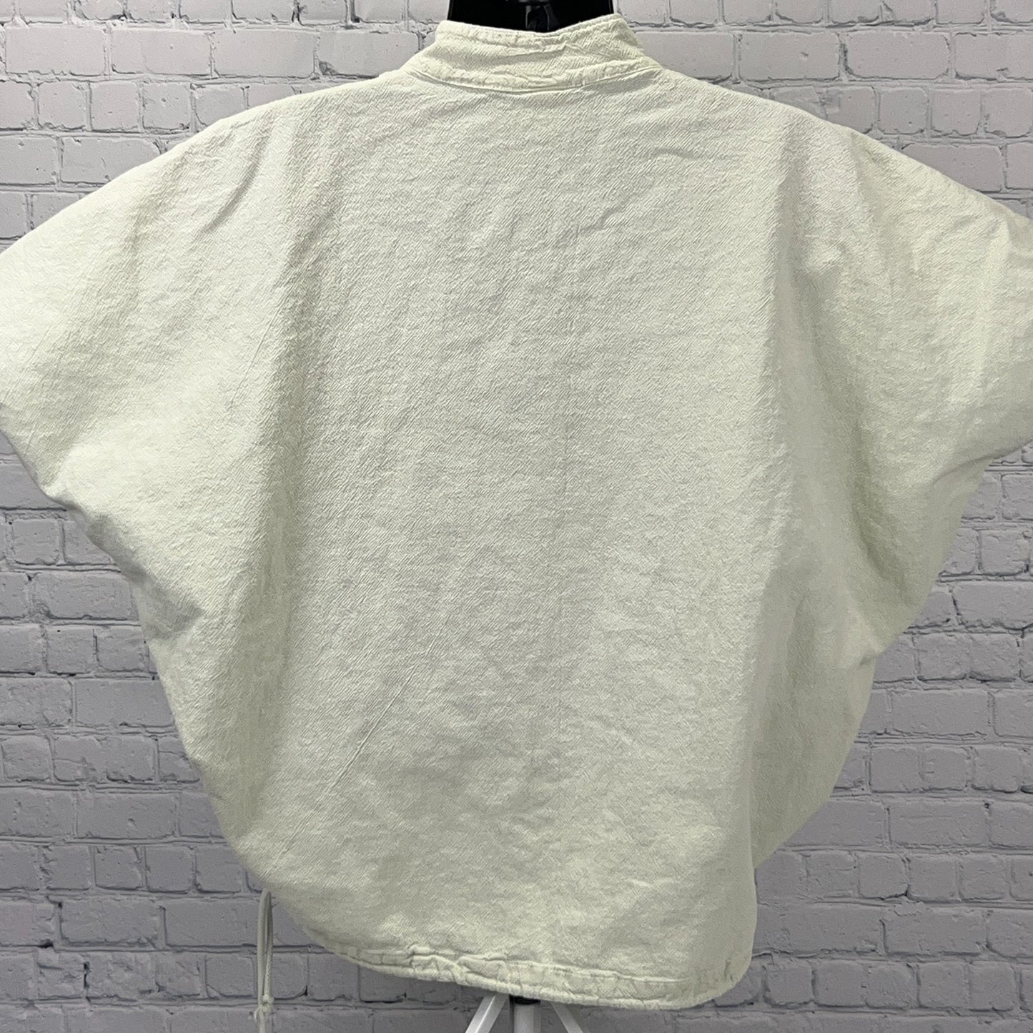 Drawstrings of Malibu Poncho Top Womens OSFM Green V‑Neck Made in USA Cotton