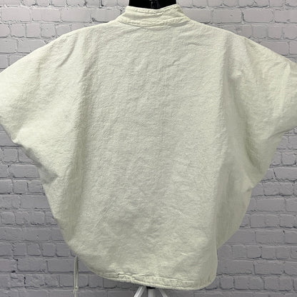 Drawstrings of Malibu Poncho Top Womens OSFM Green V‑Neck Made in USA Cotton