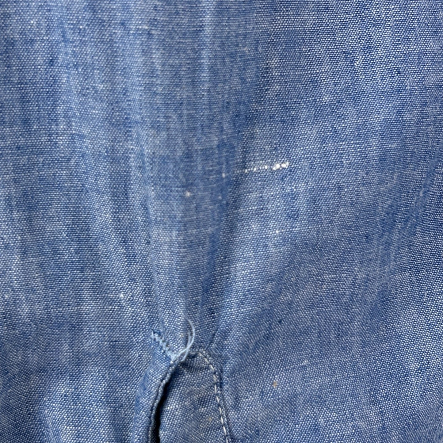 Vintage 70s Orangutan Button Front Shirt Denim Chambray Chenille Blue XL X-Large