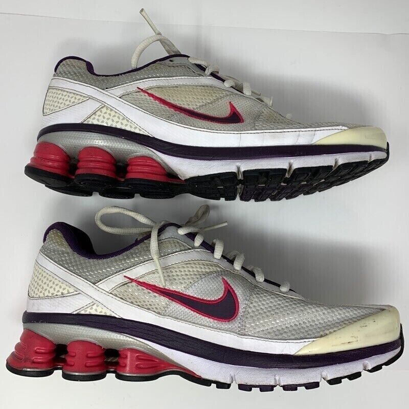 Nike Womens Shox Turmoil 2 Running Shoes White Pink 375434-151 Low Top Size 9