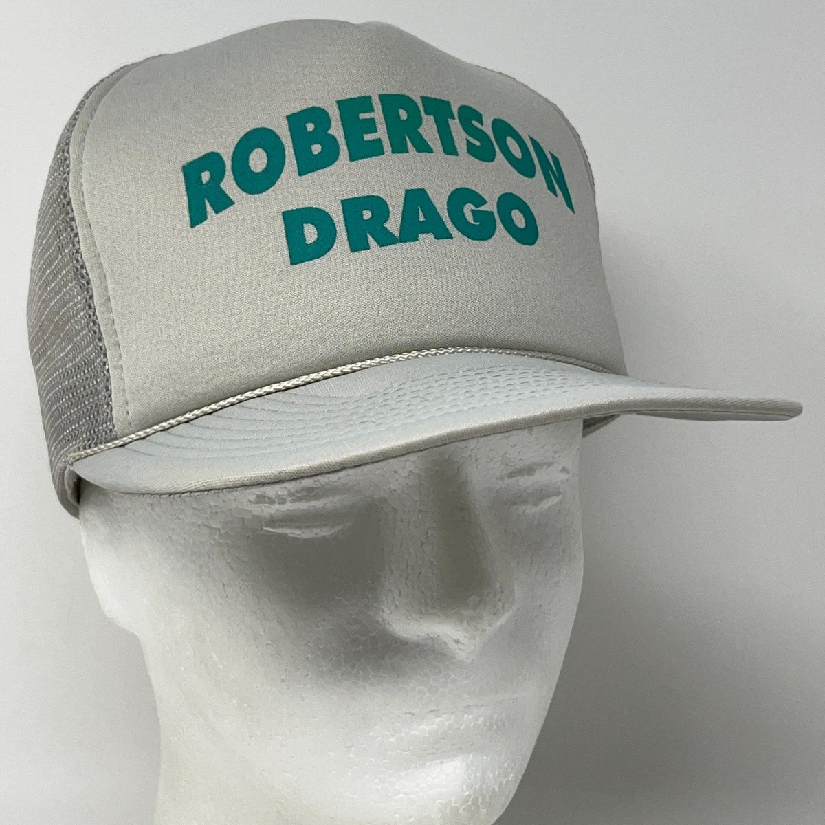 Vintage Robertson Drago Funeral Home Trucker Hat Gray Rope Snapback Baseball Cap