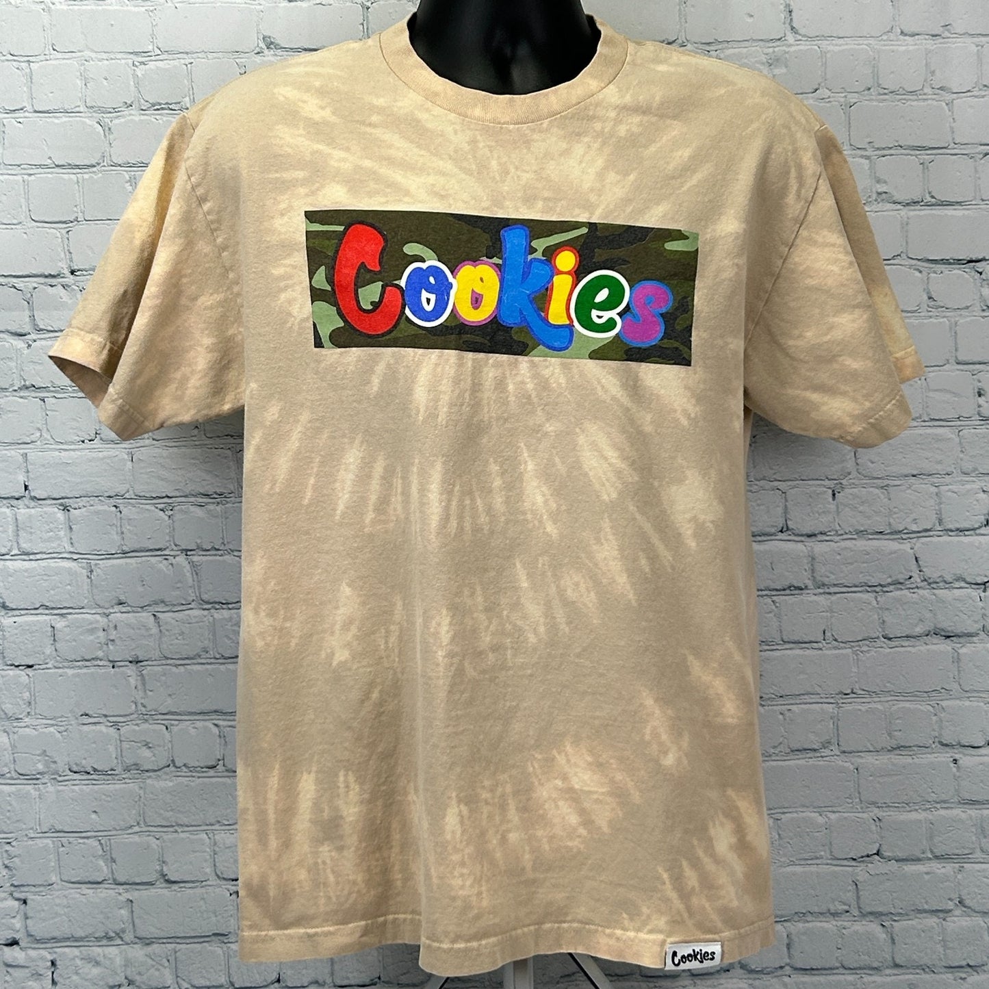 Cookies Clothing T Shirt Streetwear SF Beige Tie Dye Graphic Tee Mens L Large