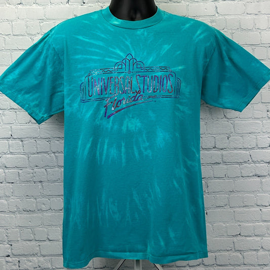 Vintage 90s Universal Studios Florida T Shirt Made In USA Tie Dye Blue L Large