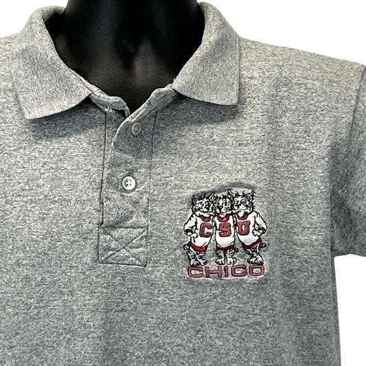 Vintage 90s Chico State Wildcats Polo Shirt Mens M Medium California NCAA Gray