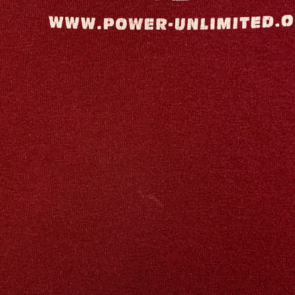 Camiseta cristiana vintage Power Unlimited para hombre, grande, roja, Jesucristo, Señor, gimnasio