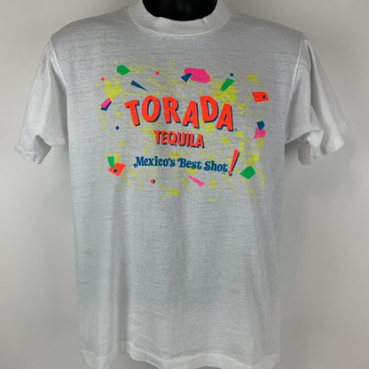 Vintage Torada Tequila T Shirt Mens Medium 80s Mexico Mexican Liquor USA White