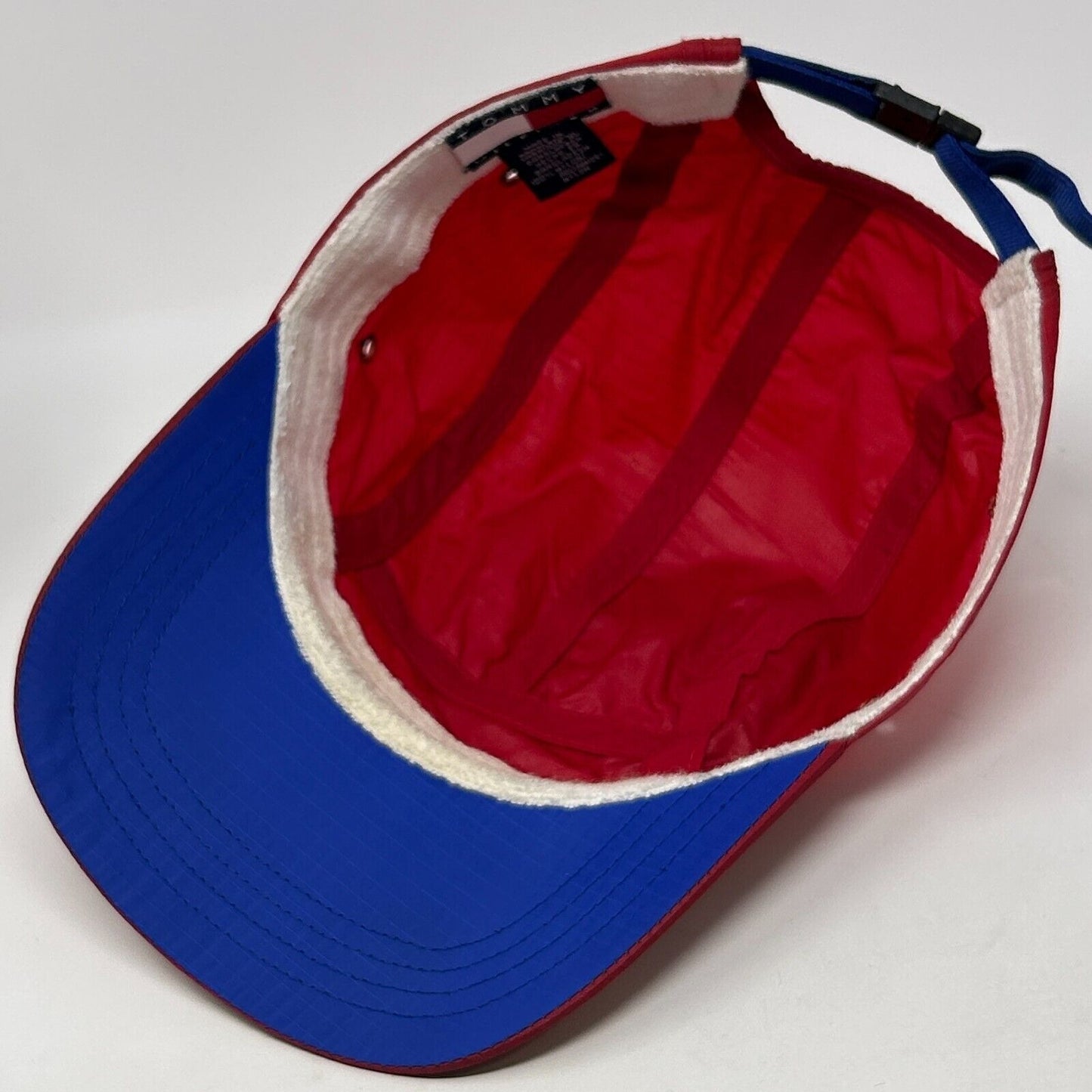 Vintage Tommy Hilfiger Athletics Camp Hat Baseball Cap 5 Panel Strapback Red