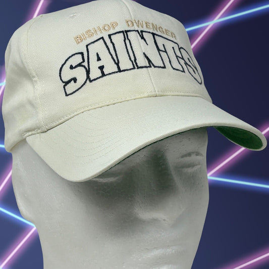 Gorra de béisbol vintage para jóvenes de los Saints de la escuela secundaria Bishop Dwenger, gorra con cierre trasero, color blanco