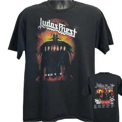 Camiseta de concierto grande de Judas Priest Epitaph Tour 2011 Thin Lizzy Tee para hombre, color negro