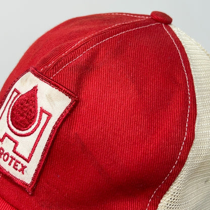 Vintage Hydrotex Lubricants Red Mesh Trucker Hat Baseball Cap Snapback Patch USA
