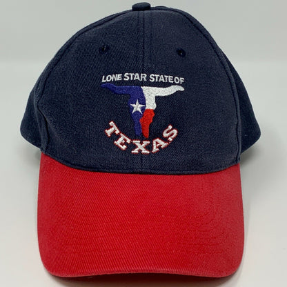 Gorra de béisbol con correa trasera de 6 paneles Texan Longhorn Blue de Lone Star State of Texas