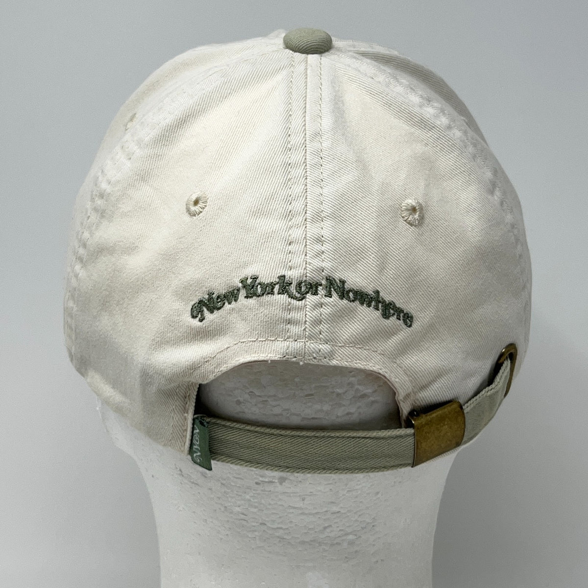 NYON New York Or Nowhere Hat Baseball Cap Dad Strapback Cream Green Embroidered