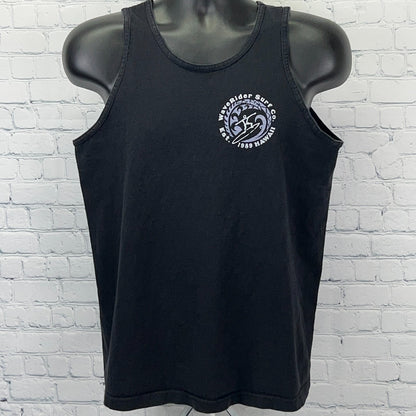 Wave Rider Surf Co Hawaii Tank Top M Medium Black Surfing Beach Graphic Shirt