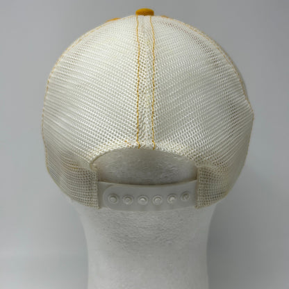 Vintage 70s First National Bank Trucker Hat Baseball Cap FNC Snapback Yellow