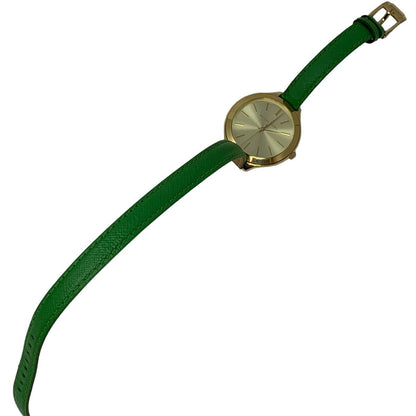 Michael Kors Reloj envolvente para mujer Runway MK2287 Esfera dorada Banda verde delgada 42 mm