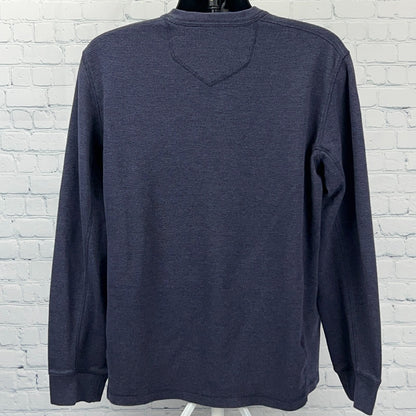 Eddie Bauer Thermal Henley XL X‑Large Blue Cotton Polyester Long Sleeve Shirt
