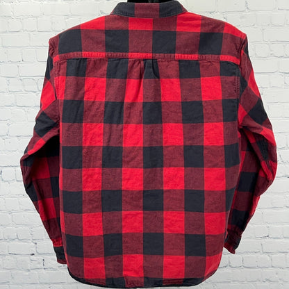 Lucky Brand Reversible Flannel Shirt Mens 2XL XXL Red Black Buffalo Plaid Snap