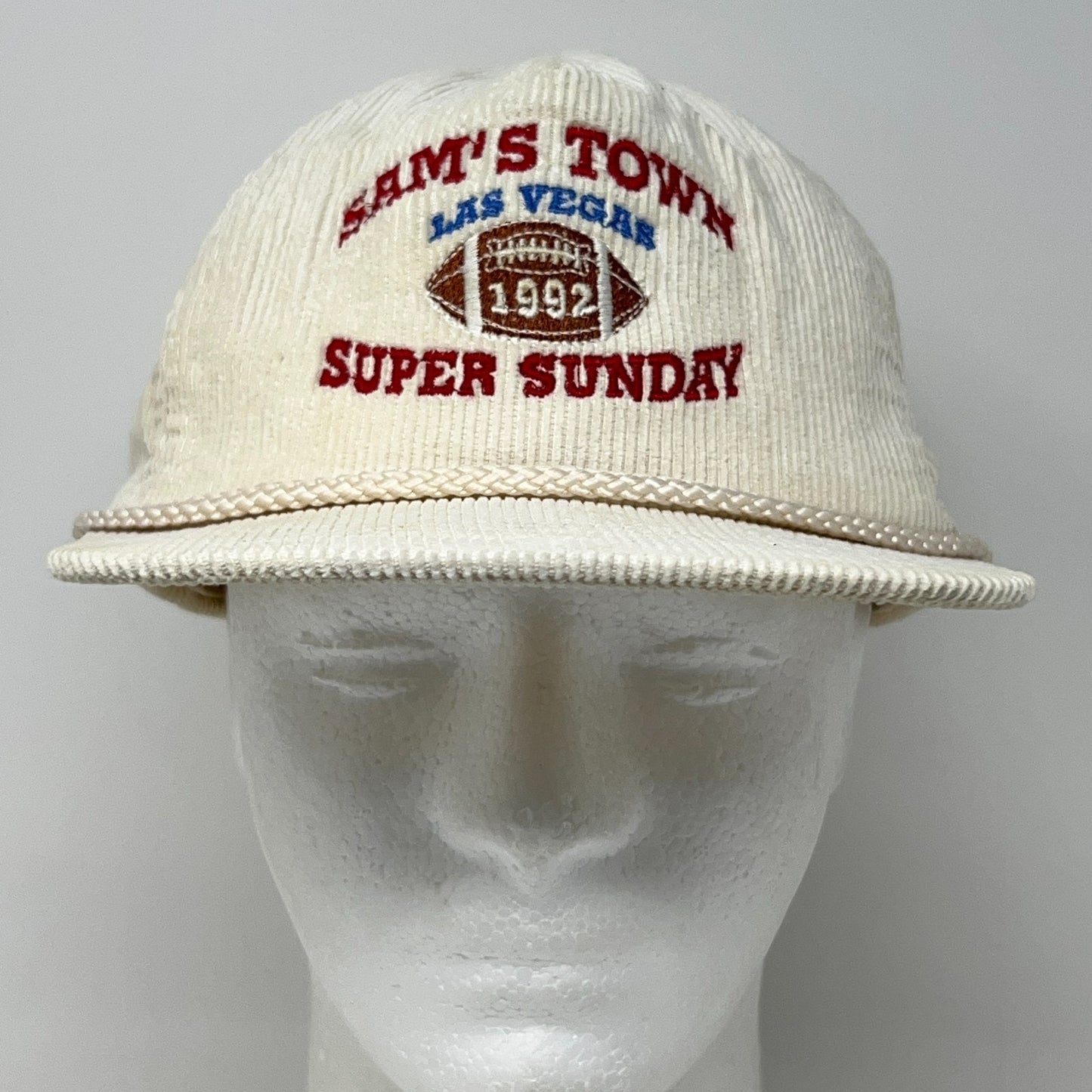 Vintage 90s Sams Town Las Vegas Super Bowl Hat Baseball Cap Commanders White