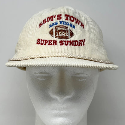 Vintage 90s Sams Town Las Vegas Super Bowl Hat Baseball Cap Commanders White