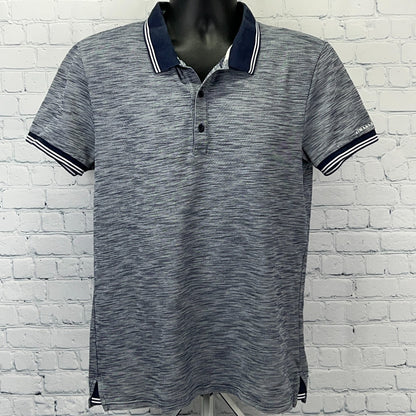 Armani Exchange Polo Shirt Mens L Large AX Space Dye Stripes Short Sleeve Blue