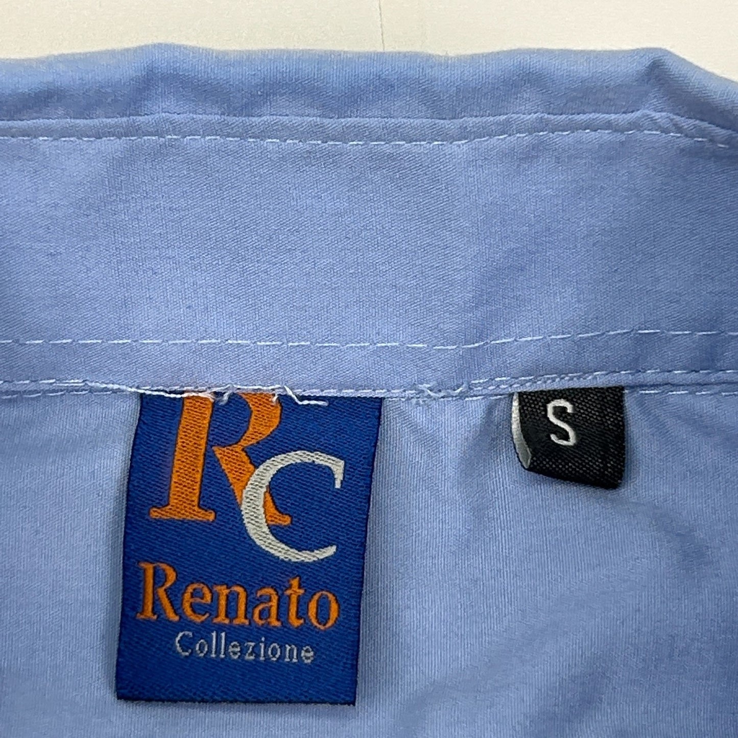 Guayabera Button Front Shirt Blue Wedding Barber Mexican Cuban Renato S Small - Neon Vintage