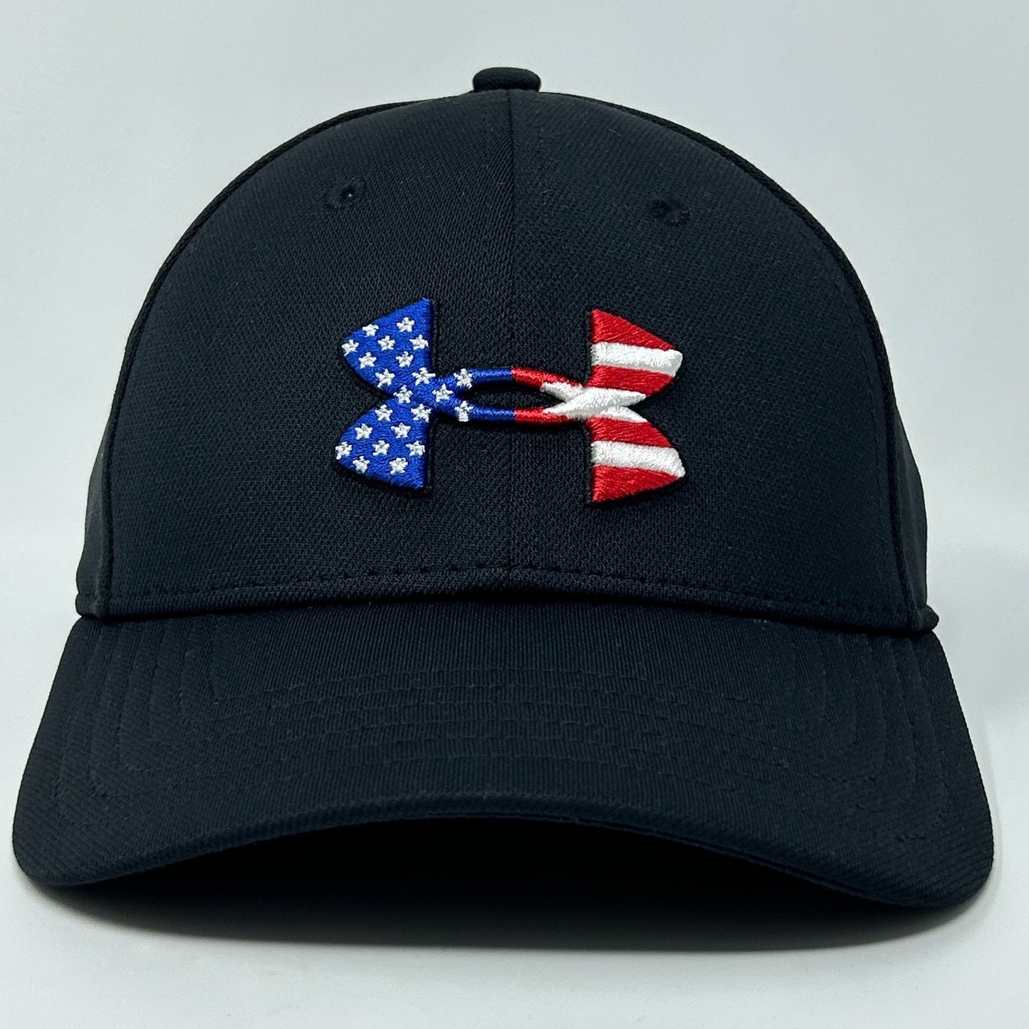 Under Armour UA Freedom Hat Baseball Cap Patriotic USA Black Flex Fitted S-M