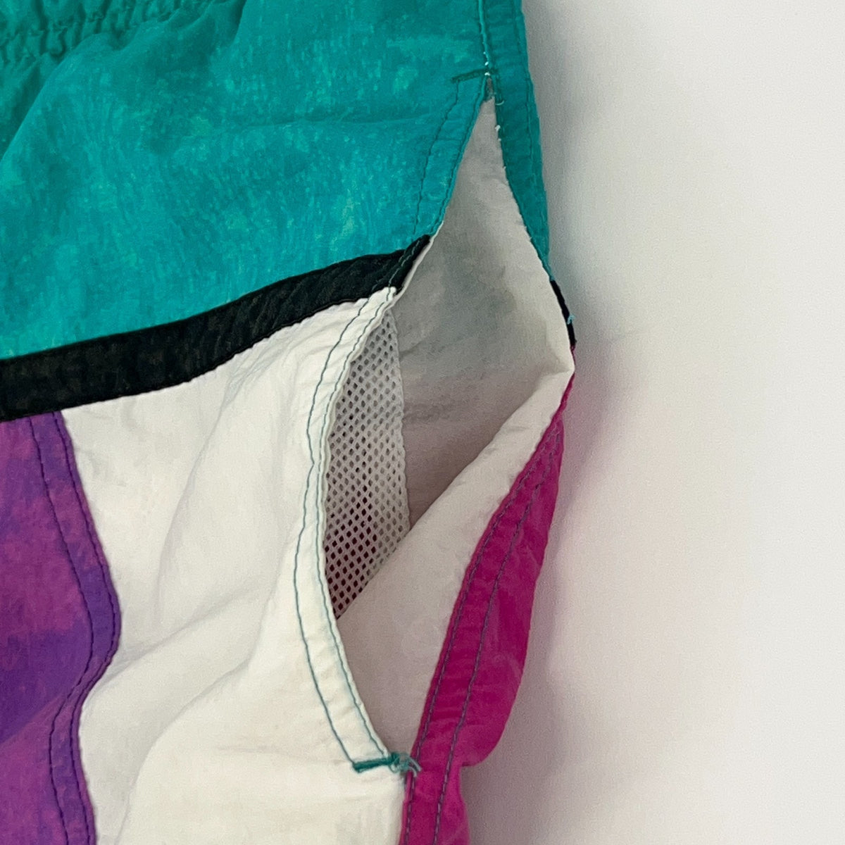 Vintage 80s 90s Hobie Swim Trunks 2XT 2X Tall Teal Pink Purple Colorblock Shorts