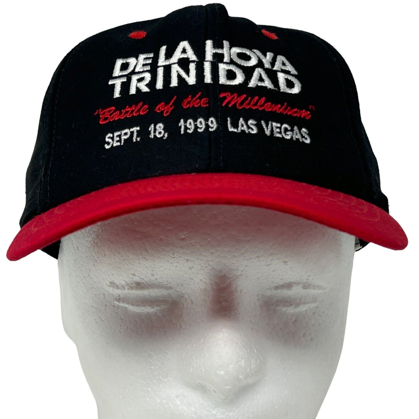 Gorra de béisbol negra de 1999 de Oscar De La Hoya Felix Trinidad Boxing Vintage 90s