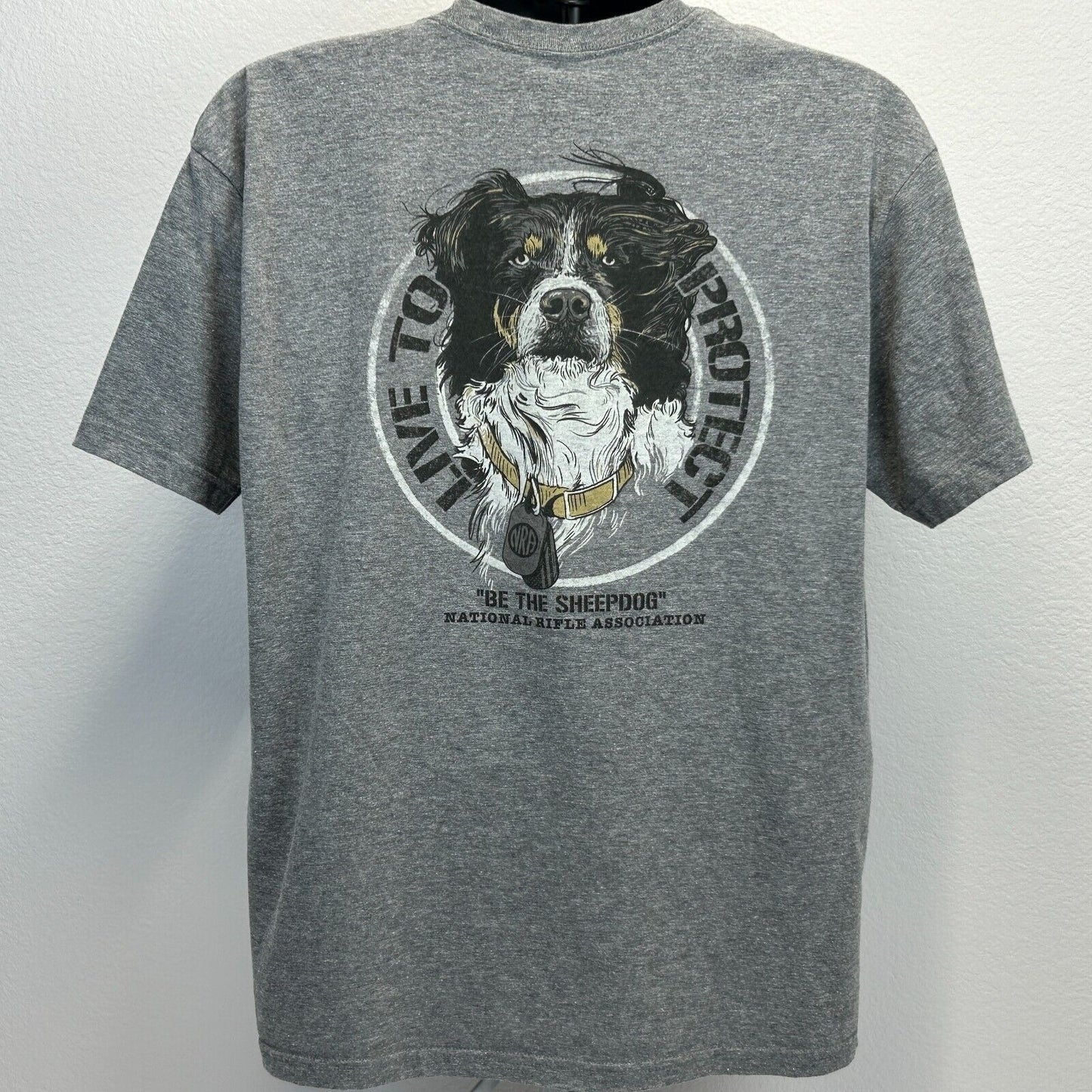 Camiseta NRA Be The Sheepdog Live To Protect, talla extra grande, para hombre, color gris