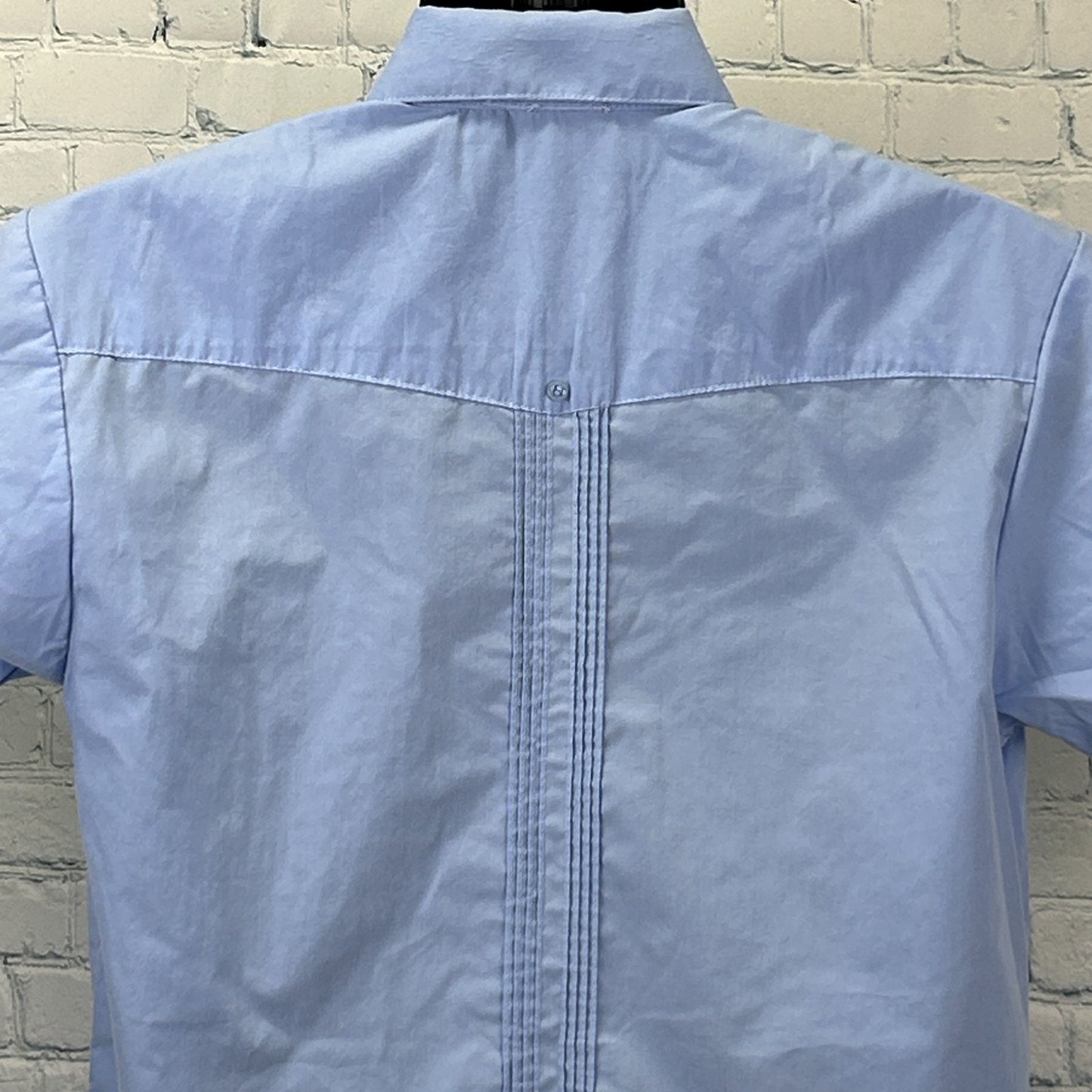 Guayabera Button Front Shirt Blue Wedding Barber Mexican Cuban Renato S Small - Neon Vintage