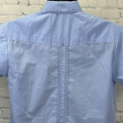 Guayabera Button Front Shirt Blue Wedding Barber Mexican Cuban Renato S Small - Neon Vintage