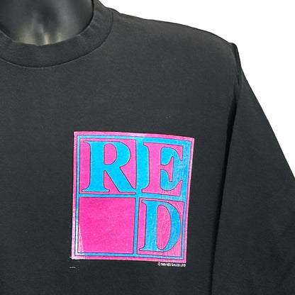 Simply Red T Shirt Large Vintage 80s Pop Band Long Sleeve Made In USA Mens Black