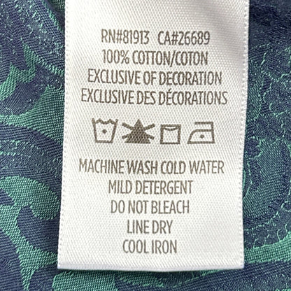 Robert Graham Button Front Shirt XS X-Small Blue Flip Cuffs Floral Paisley