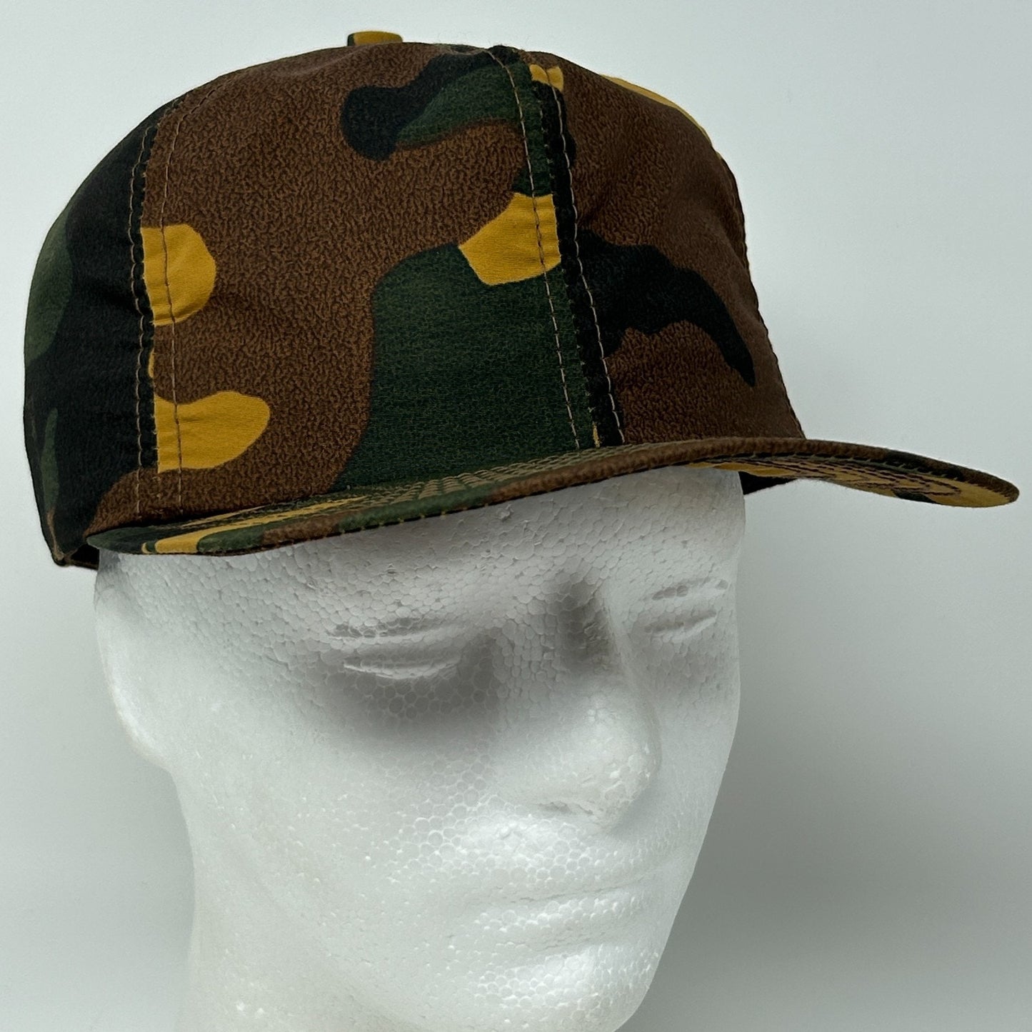 Vintage Hunting Camo Hat Baseball Cap Ear Flap Hunter Camouflage Brown M Medium