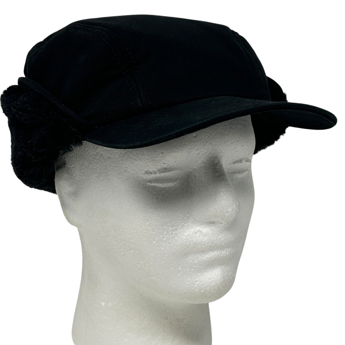 Broner Duck Work Cap Winter Hat Canvas Faux Fur Ear Flap Hunter Black M Medium