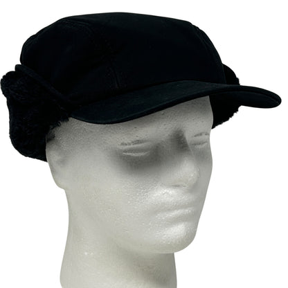 Broner Duck Work Cap Winter Hat Canvas Faux Fur Ear Flap Hunter Black M Medium