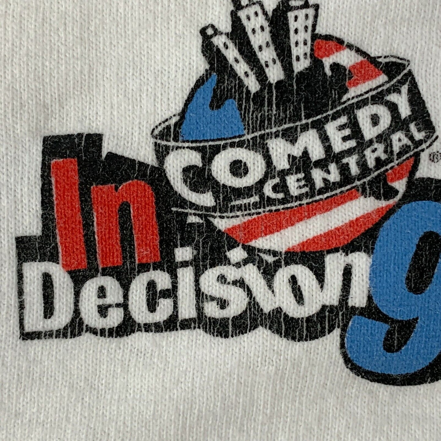 Comedy Central InDecision Vintage 90s T Shirt X-Large The Daily Show Mens White