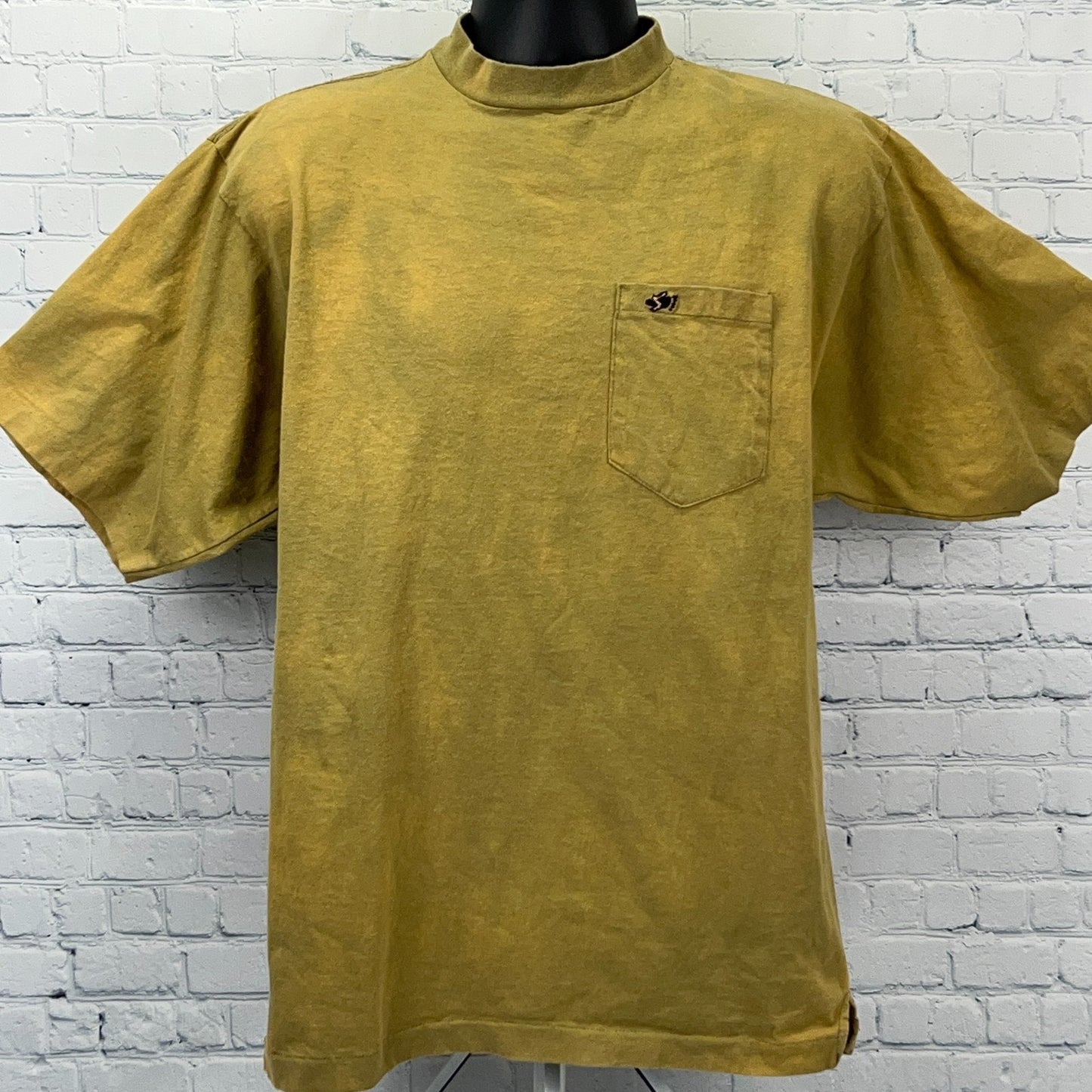 Vintage 90s Sasquatch Brand T Shirt Tie Dye USA Pocket Tee Beige Unisex L Large