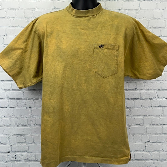 Vintage 90s Sasquatch Brand T Shirt Tie Dye USA Pocket Tee Beige Unisex L Large