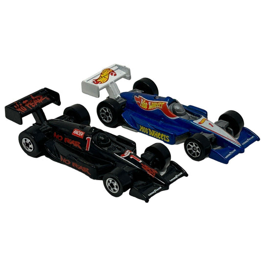 Lot of 2 Hot Wheels Thunderstreak Indy 500 Diecast Race Car Blue Black Vintage