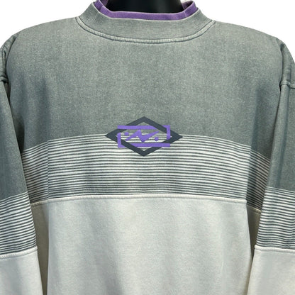 Sudadera con efecto capas vintage, manga larga, rayas, años 90, para hombre, color gris