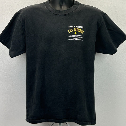 Vintage 90s COG T-28 Warbird Fly In T Shirt Carson City USAF Black Tee L Large - Neon Vintage